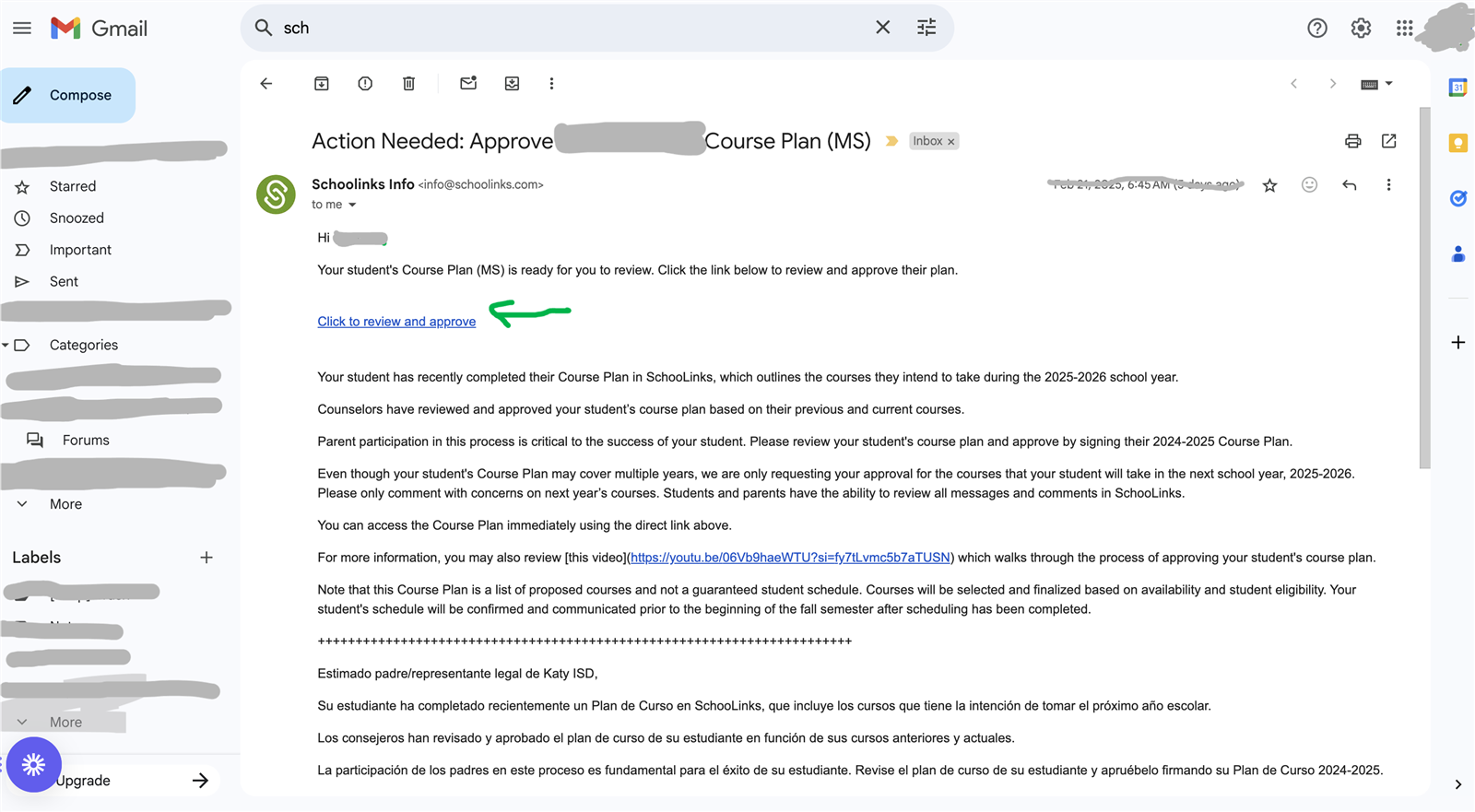 Email to Parents to Approve Course Plans Email to Parents to Approve Course Plans